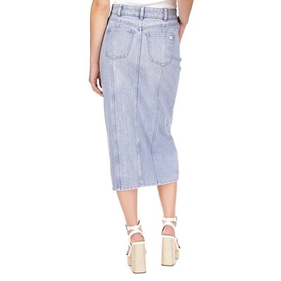 Michael Kors Women's Button-Front Denim Midi Skirt Blue Size 14 MSRP $145 - Picture 2 of 6